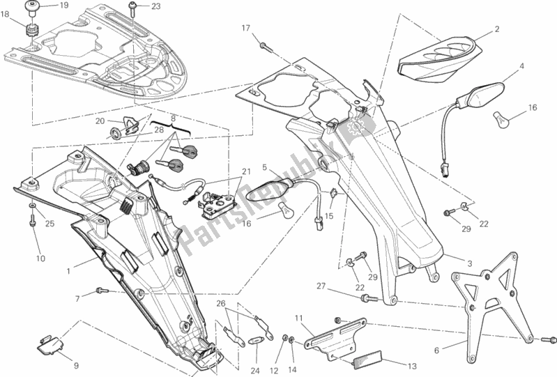 All parts for the Taillight of the Ducati Monster 795 ABS Thailand 2014